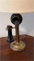 Antique 1915 brass candlestick telephone table