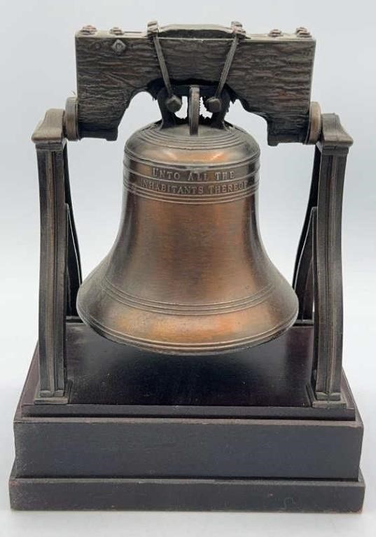 Liberty Bell Replica, Metal on Wood Base