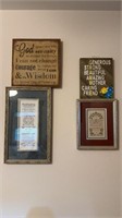 Two framed needlepoint works, and two