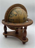 VTG 1960s Small Wood Tabletop Old World Globe