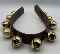 Brass Sleigh Bells on 29” Leather Strap