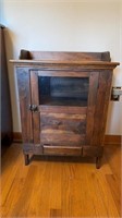 Small Antique cabinet side table, half glass