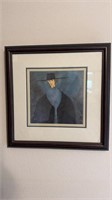 Framed P Buckley Moss print, Amish man with