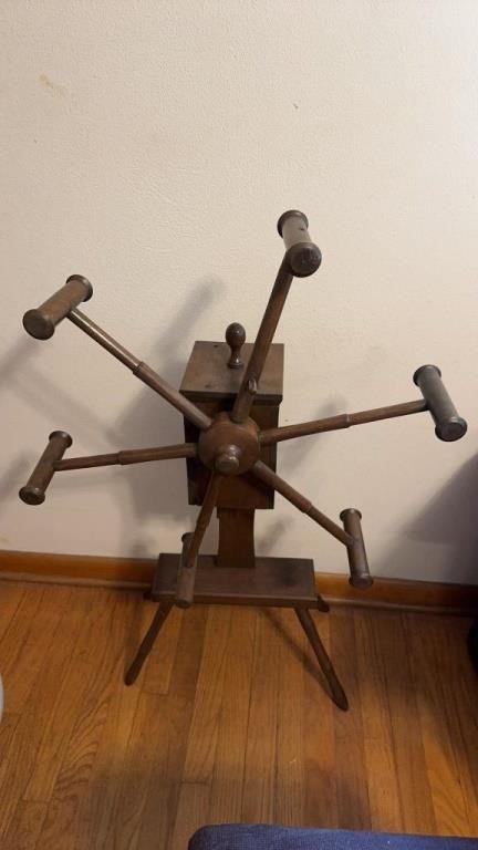 Antique wood yarn spinner, measures 38 inches