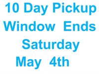 Pickup by Saturday, May 4th
