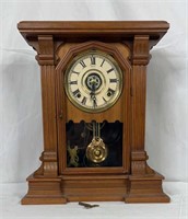 Antique Oak Mantel Clock with Key