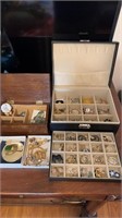 Two jewelry boxes of costume jewelry, includes
