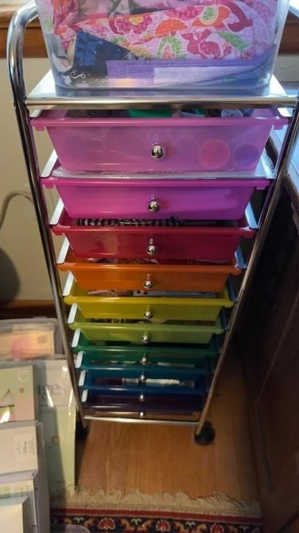 10 Colorful storage drawers filled with crafting