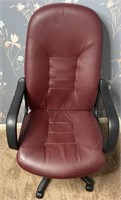 Maroon Faux Leather Rolling Office Chair