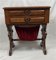 Antique Victorian Walnut Chairside Work Table