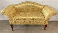 Damask Settee with Cabriole Legs