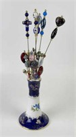 Limoges Hat Pin Holder with Hat Pins