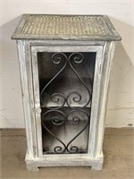 2 FT Wood and Metal Cabinet with Cane Surface