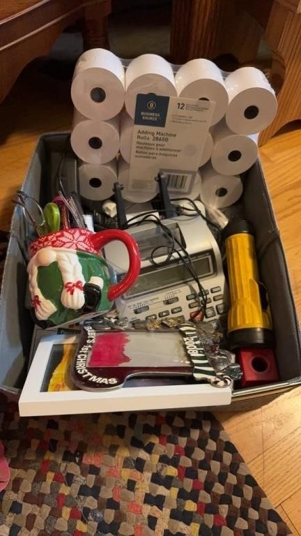 Box lot of miscellaneous office supplies,
