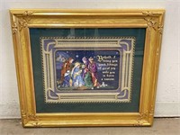 Gilt Framed Needlepoint Nativity Picture