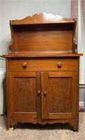 Antique Wooden Wash Stand w/ Drawer & Cabinet
