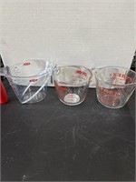 2 Glass Pyrex & 1 other Measuring Cups