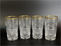 Cut Crystal Tumbler Glasses w/ Gold Trim