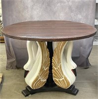 Distressed Wooden Swan Pedestal Table
