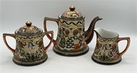 Vtg Japanese Porcelain Teapot, Creamer & Sugar