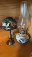 Stained glass, dragonfly candle lamp, shade with