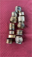 12 napkin rings, several marked sterling silver