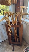Antique Oak umbrella & cane stand, bottom needs