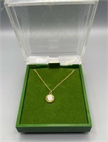 Gold Filled Necklace  & Pendant w White Stone.