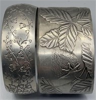 Pewter Cuff Bracelets Strawberries, Lily Valley.