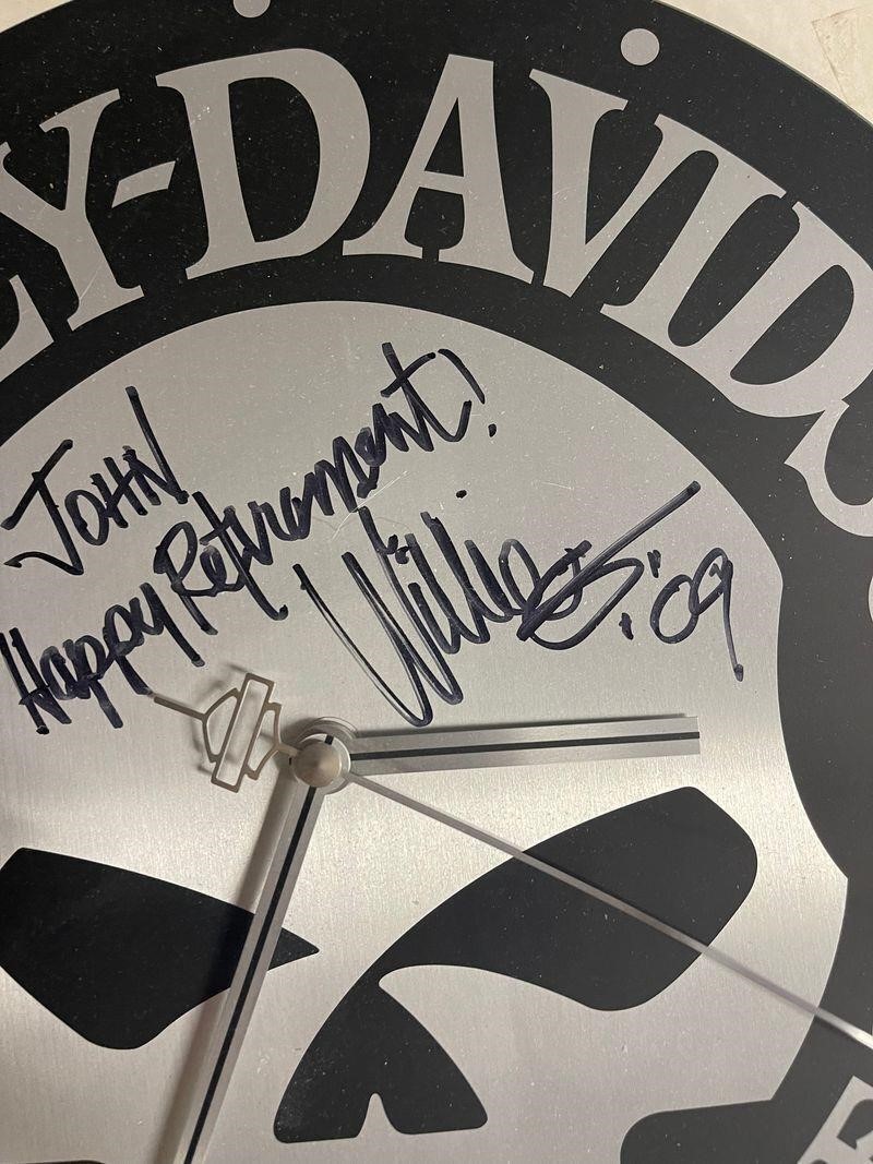 harley davidson clock signed