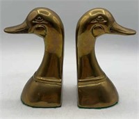 Pair of Vintage Brass Duck Head Bookends