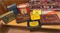 9 antique tobacco tins, brands include JG deals