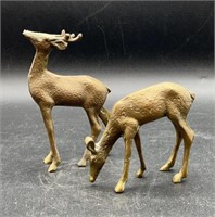2 Brass Deer Figurines