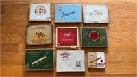 9 Antique cigarette tobacco tin boxes