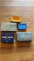 Five antique tobacco, cigarette tins, includes