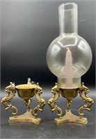 2 Brass Candlestick Holders Dragon Design