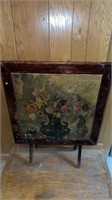 Small antique folding table, fireplace screen