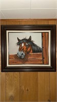 Original oil horse painting on canvas, framed,