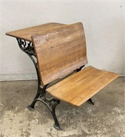 Antique Cast Iron and Wooden School Desk