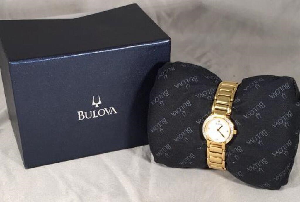 Ladies Bulova Petite Gold Quartz Watch 98R76