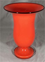 Czechoslovakian Orange Tango Glass Vase