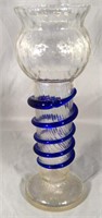 Czech Fluorescing Iridescent Cobalt Snake Vase