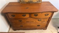 Antique solid oak four drawer dresser, with brass