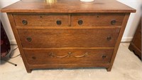 Antique oak 4 four drawer dresser, with an