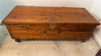 Antique Lane Cedar chest, on Coster wheels, hinge
