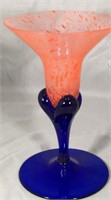 Czech Fluorescing Orange Spatter & Cobalt Blue