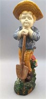 Vintage Boy with Shovel Garden Statuary