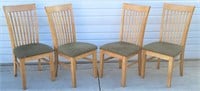 (4) Slat Back Dining Chairs w/ Upholstered Seats