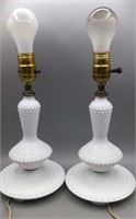 Hobnail Vintage Milk Glass Lamps