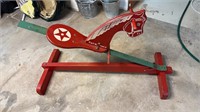 Vintage wood and metal, bouncy horse, marked